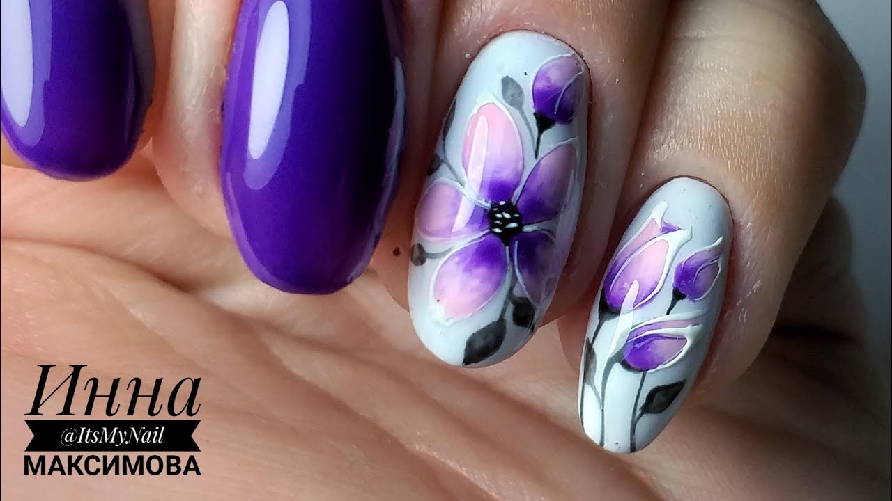 Nail design 'White Flowers',Дизайн ногтей 