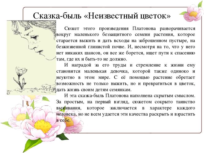 А. П. Платонов «Неизвестный цветок». Уроки доброты