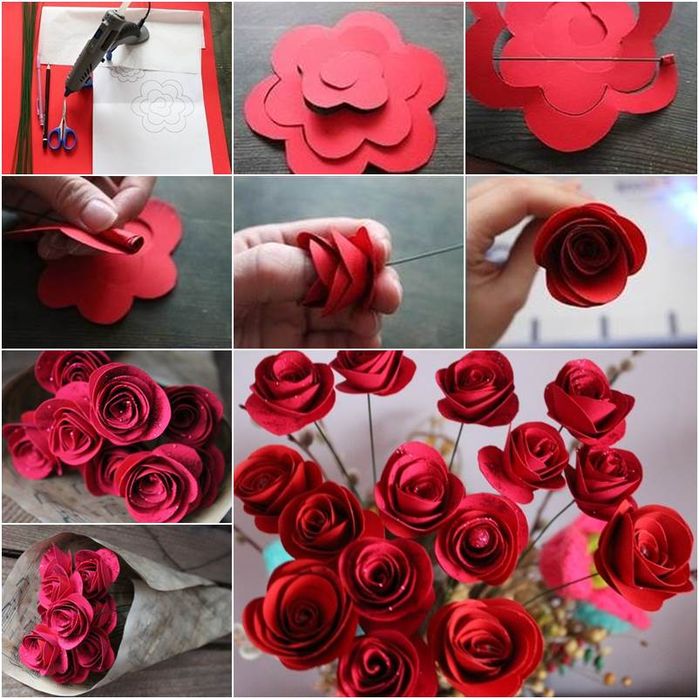 Paper Rose Flower Bouquet ...