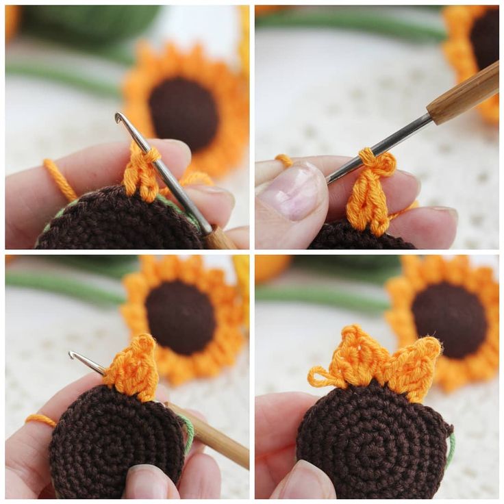 Цветок подсолнуха крючком. Узор 3D. Easy to crochet sunflower ...