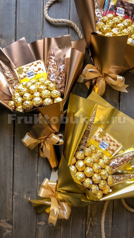 Букет из Ferrero Rosher и Raffaello, Съедобные букеты в ...