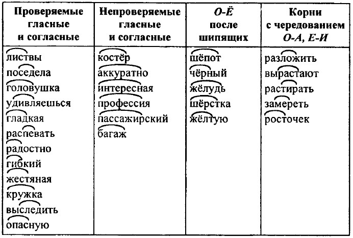 Правописание гласных и согласных в значимых частях слова